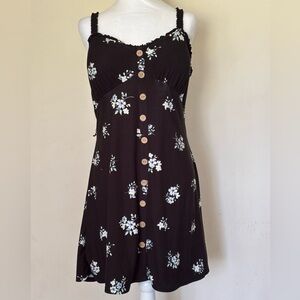 No Boundaries Black Floral Print Dress Size XL